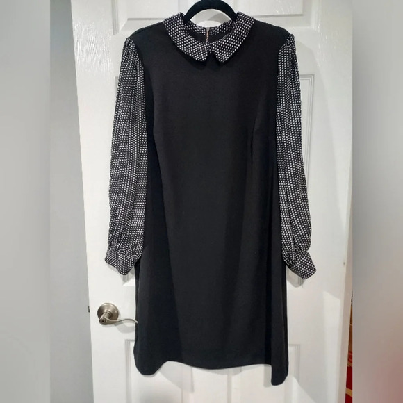 Tommy Hilfiger Black and Polka Dot Casual Collar Neck Shift Dress in Size 14W - Picture 1 of 12